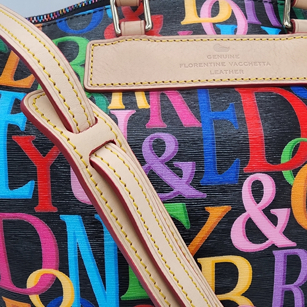 Dooney & Bourke Retro Grafica Vanessa Florentine Vacchetta Leather Tote Shoulder - Picture 5 of 16